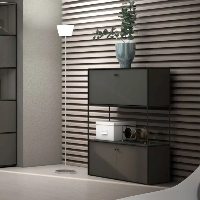 Libreria bassa da ufficio colore Grigio laccato, L.80 cm 