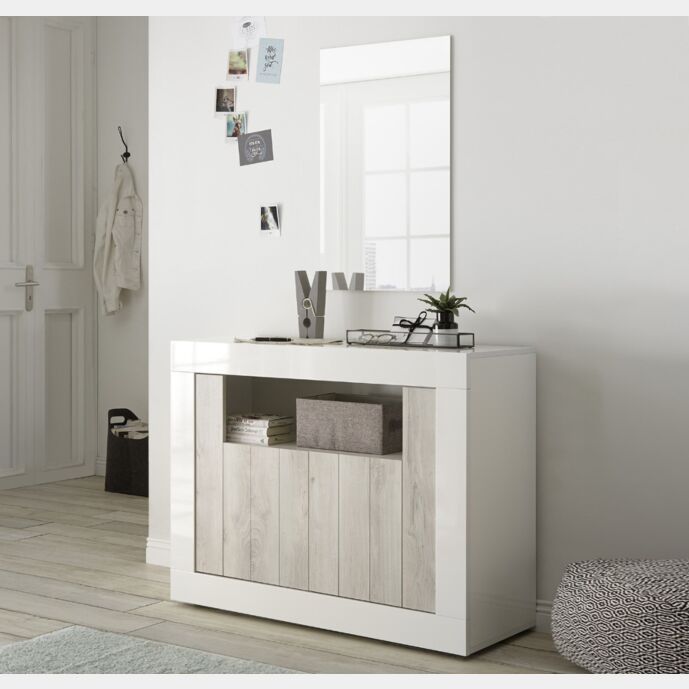 Mobile da ingresso finitura Pino Bianco e Bianco Lucido