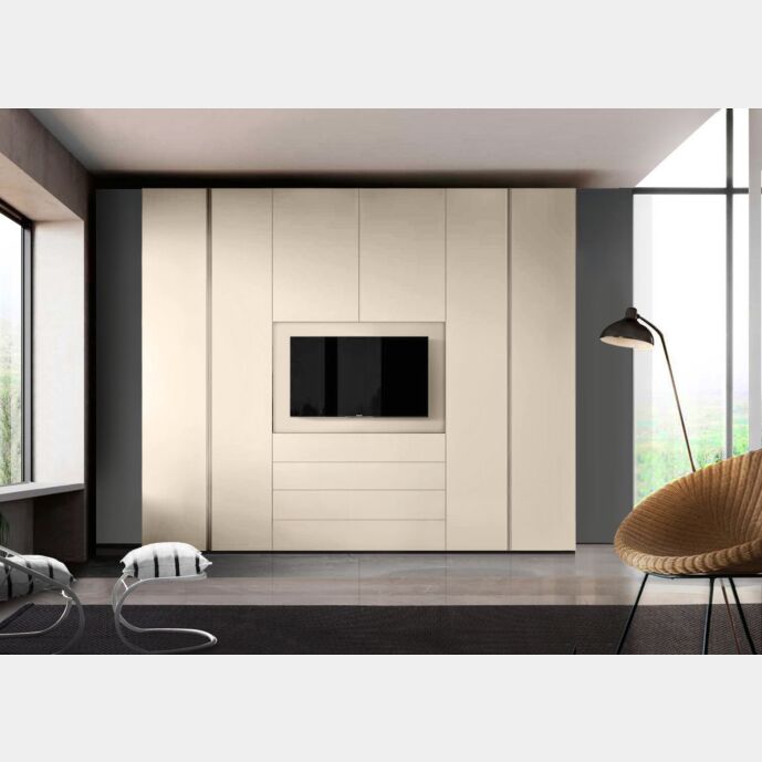 Armadio camera letto con vano tv, Orzo e Visone