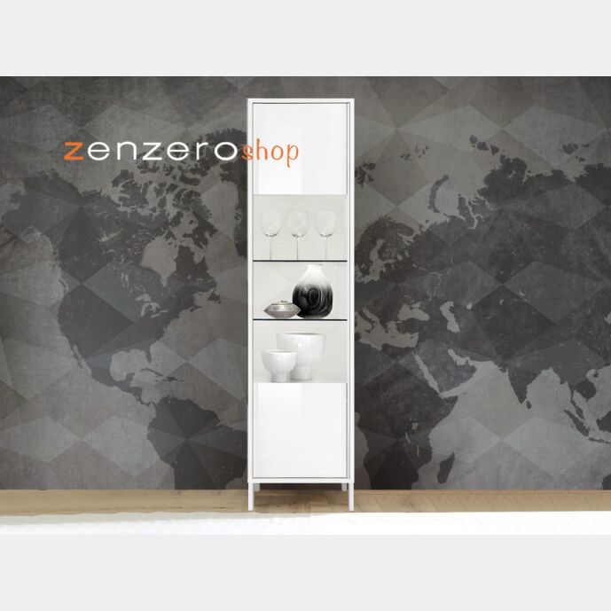 Vetrina 1 anta, stile moderno, finitura bianco lucido