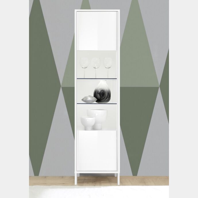 Vetrina 1 anta, stile moderno, finitura Bianco lucido