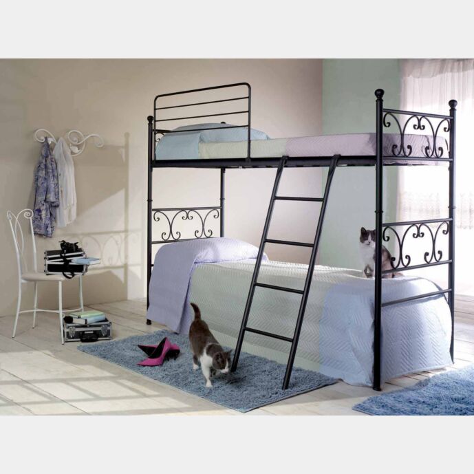 Letto a castello Dressler, color grafite, made in Italy