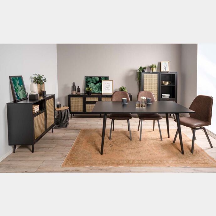 Soggiorno completo  Arendal in finitura Nero opaco con dettagli Oro