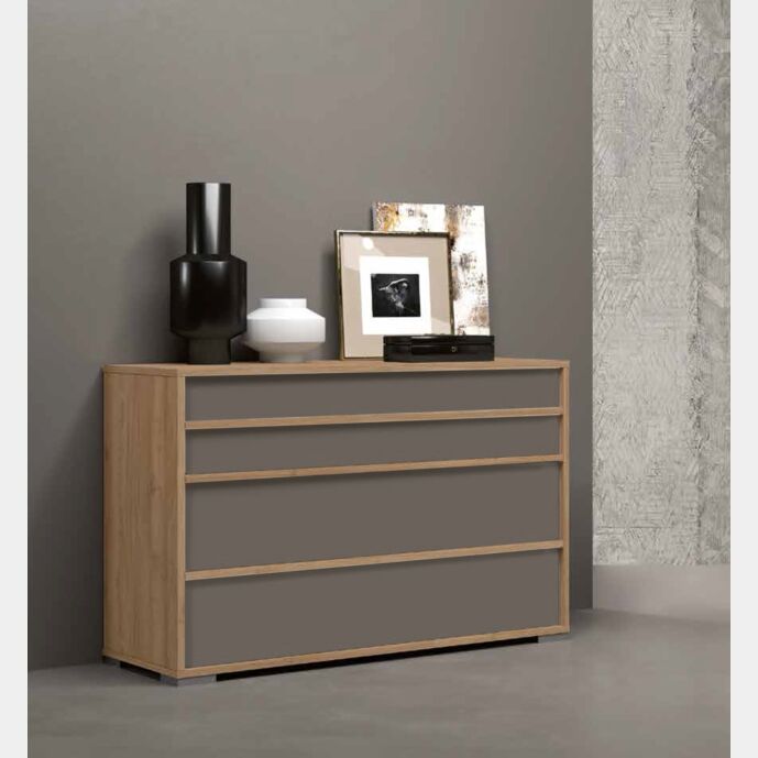 Comò moderno Noce biondo e Grigio cenere