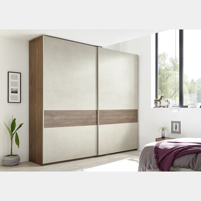 SPEDIZIONE GRATUITA - Armadio 2 ante scorrevoli Noce Scuro, Argilla e Serigrafia Noce Zenzero Shop