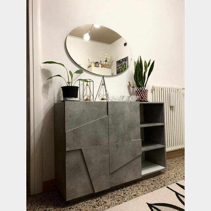Madia particolare con disegni geometrici, finitura Beton Zenzero Shop