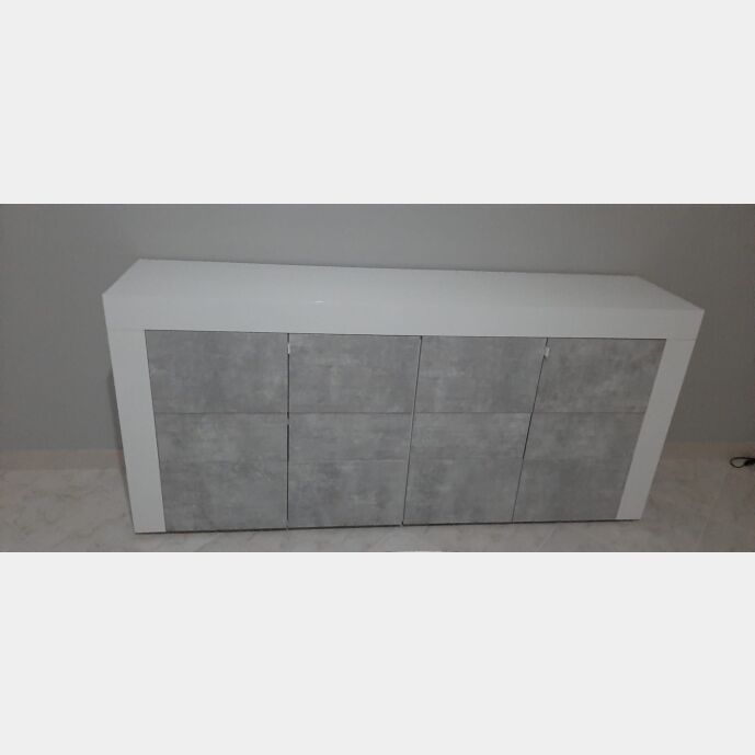 Madia di Design Bianco Lucido con ante Beton