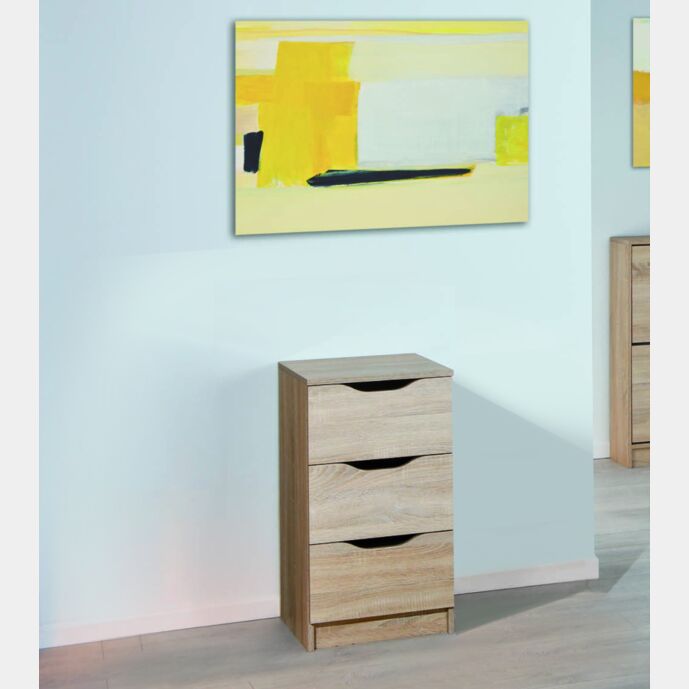 Cassettiera 4 cassetti, finitura rovere