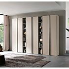 Armadio con libreria a 6 ante battenti, finitura Cachemire e Grigio londra