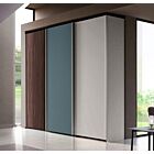 Armadio scorrevole a 3 ante , Noce Moro, Petrolio e Grigio Seta Zenzero Shop