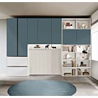 Armadio a ponte con libreria, finitura Petrolio, Bianco e Bianco altea