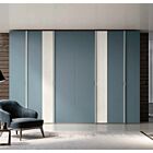 Armadio moderno 8 ante battenti, finitura Bianco larice e Petrolio