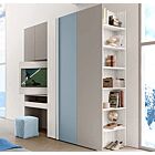 Armadio con scrivania estraibile e vano tv, 5 ante Bianco altea, Carta da zucchero e Grigio seta