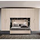 Armadio a ponte per letto matrimoniale con 8 ante battenti, finitura Olmo Natura