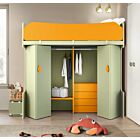 Letti a castello 1 posto letto e un armadio, Papaya e Oliva