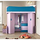 Letto a castello con armadio inferiore in finitura Cadaques e Papaya