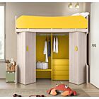 Letto a castello singolo con armadio, Noce brina e Miele