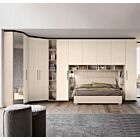 Armadio a ponte con cabina e libreria, finitura Orzo e Olmo natura