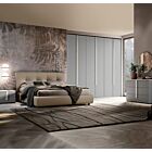 Camera con letto contenitore e armadio battente, Grigio argento e Bianco