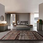 Camera matrimoniale con letto ecopelle, finitura Grigio cenere e Noce biondo