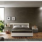 Camera con armadio scorrevole e letto matrimoniale, finitura Bianco altea e Grigio cenere