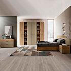 Camera da letto matrimoniale completa, finitura Oro e Noce biondo