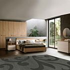 Camera con armadio 6 ante battente, finitura Noce biondo e Orzo