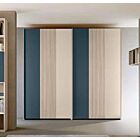 Armadio 2 ante scorrevole, finitura Petrolio, Orzo e Olmo natura