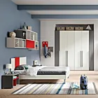 Cameretta ragazzi con letto ad una piazza e mezza, Rosso, Kiri e Grigio scuro Zenzero Shop