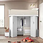 Letto a castello con armadio inferiore in finitura Bianco Opaco e Noce brina