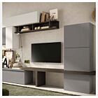 Parete attrezzata moderna finitura Gesso, Bronzo e Bianco Lucido