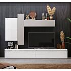 Parete attrezzata moderna da soggiorno finitura Gesso e Bianco Lucido 