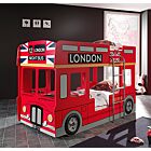 Lettino castello design bus londinese, Rosso, Grigio e Nero, a prezzo scontato