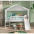 Letto a casetta con scivolo e finestre, scontato del 70%