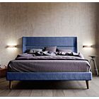 Letto matrimoniale king size, tessuto Denim con inserto finitura Petrolio