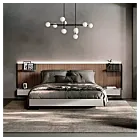 Letto matrimoniale contenitore Efeso, finitura cannettato e grigio seta