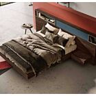 Letto matrimoniale contenitore King size, 180x200, blu petrolio e noce moro