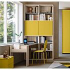 Zona studio per camerette, finitura Grigio cenere, Olmo e Giallo cedro