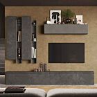 Soggiorno, Parete attrezzata L.262 finitura Piombo e Ardesia