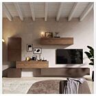 Spaziosa Parete attrezzata di design, colore Bronzo e Mercure, Made in Italy