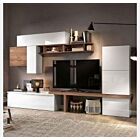 Parete attrezzata 280x40x202 h cm, Bianco lucido e Mercure, collezione Logica Zenzero Shop