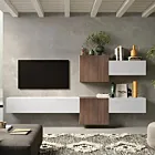 Aggiungi al carrello Pareti attrezzate 262x30x190 h cm, Bianco lucido e Mercure cannettato, collezione Logica