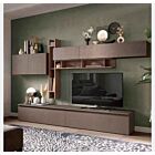 Parete TV moderna Made in Italy, finitura Bronzo e Mercure