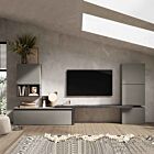 Parete attrezzata, piombo e ardesia, stile industry