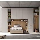 Ponte con libreria e boiserie, Grigio seta e Noce biondo