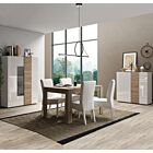 Soggiorno moderno, 1 madia,1 vetrina e 1 tavolo, Kadiz e Bianco lucido