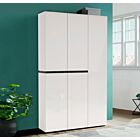 Scarpiera alta 5 ante, Bianco laccato lucido, pronta consegna