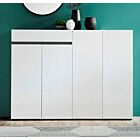 Promozione scarpiera 4 ante e 1 cassetto, Bianco laccato lucido