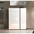 Scarpiera moderna bianca lucida, 2 ante 1 cassetto, prof. 34 cm.