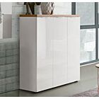 Scarpiera 3 ante, Bianco laccato lucido e Castagno, pronta consegna